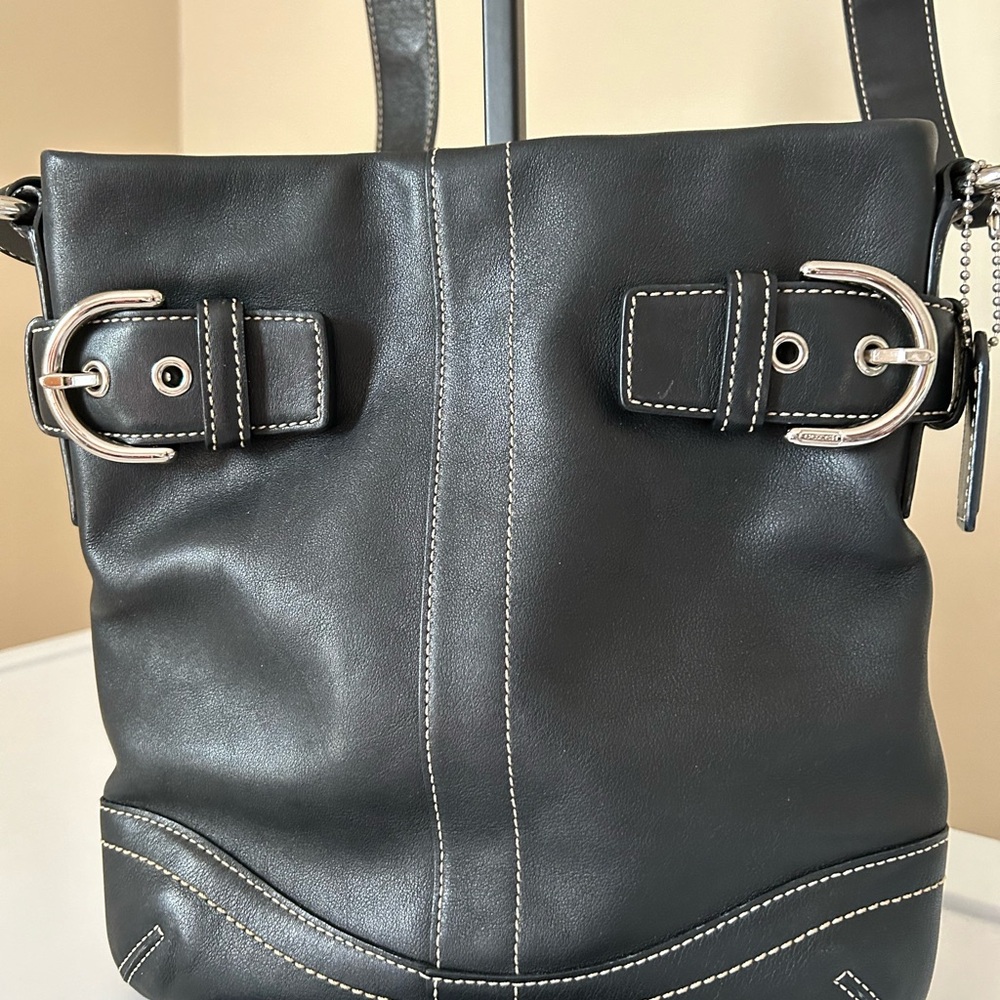 Coach Soft Black Leather SoHo Crossbody Shoulder Bag Handbag Purse - Picture 2 of 7